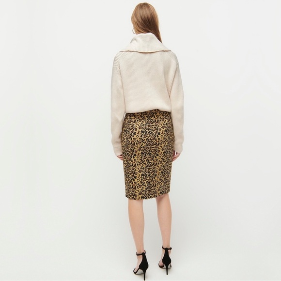 J. Crew No 2 Pencil Skirt Stretch Cotton Leopard Size 4 NWT - Picture 14 of 15